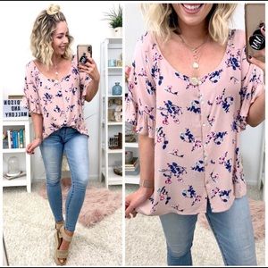 Boatneck floral blouse